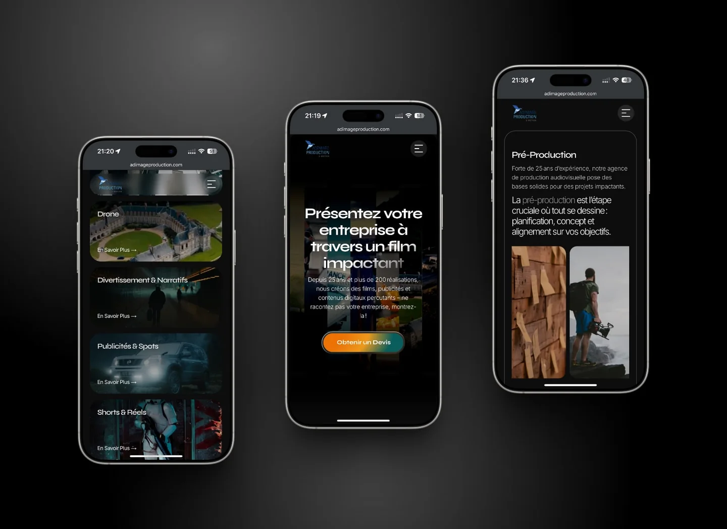 Adimage Production work and services on mobile