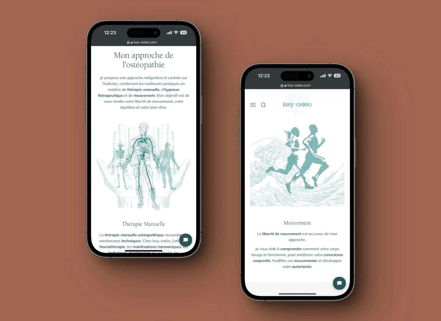 Osteopathy approach and consultation information on mobile