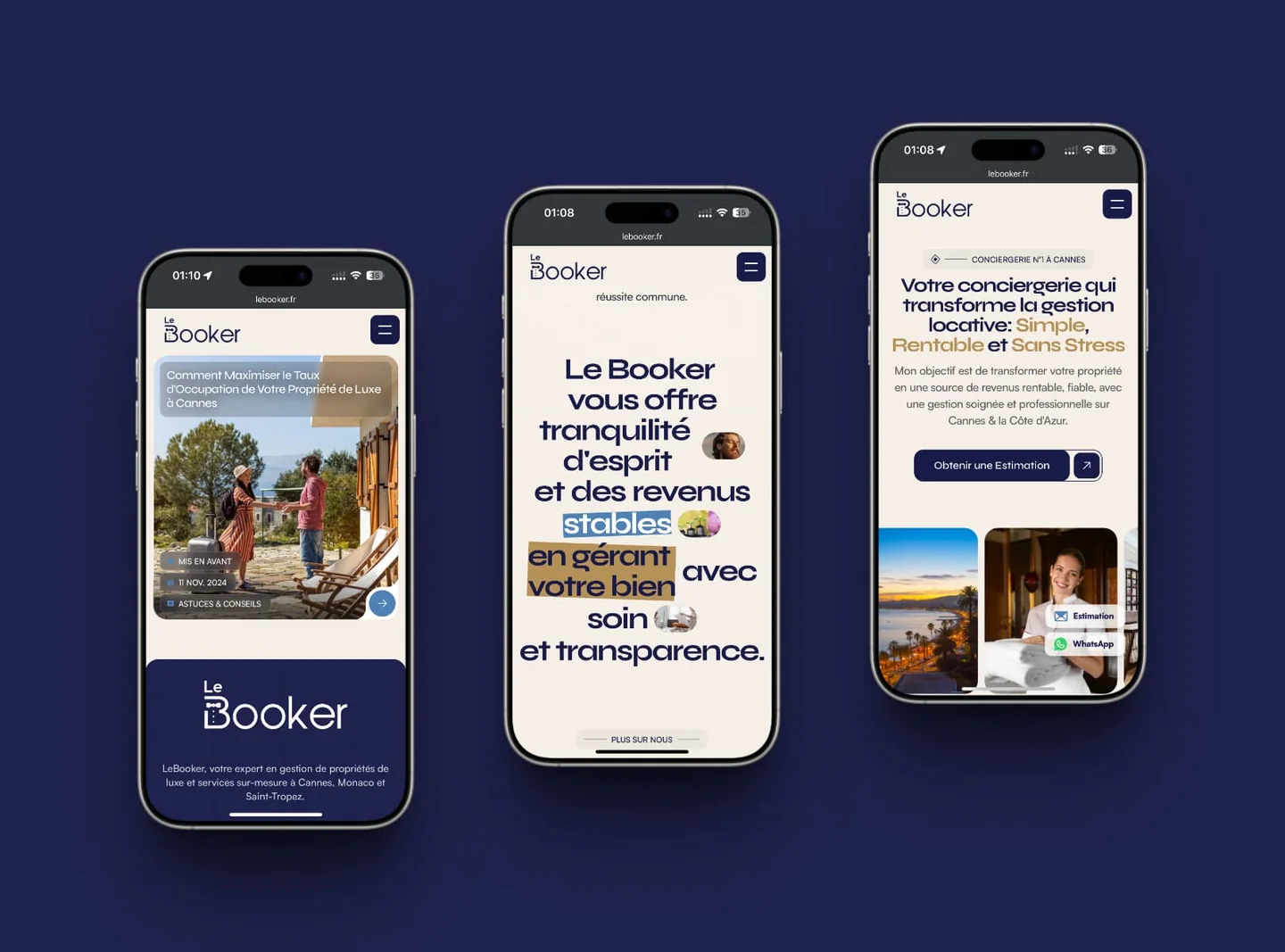 Le Booker property concierge introduction on mobile