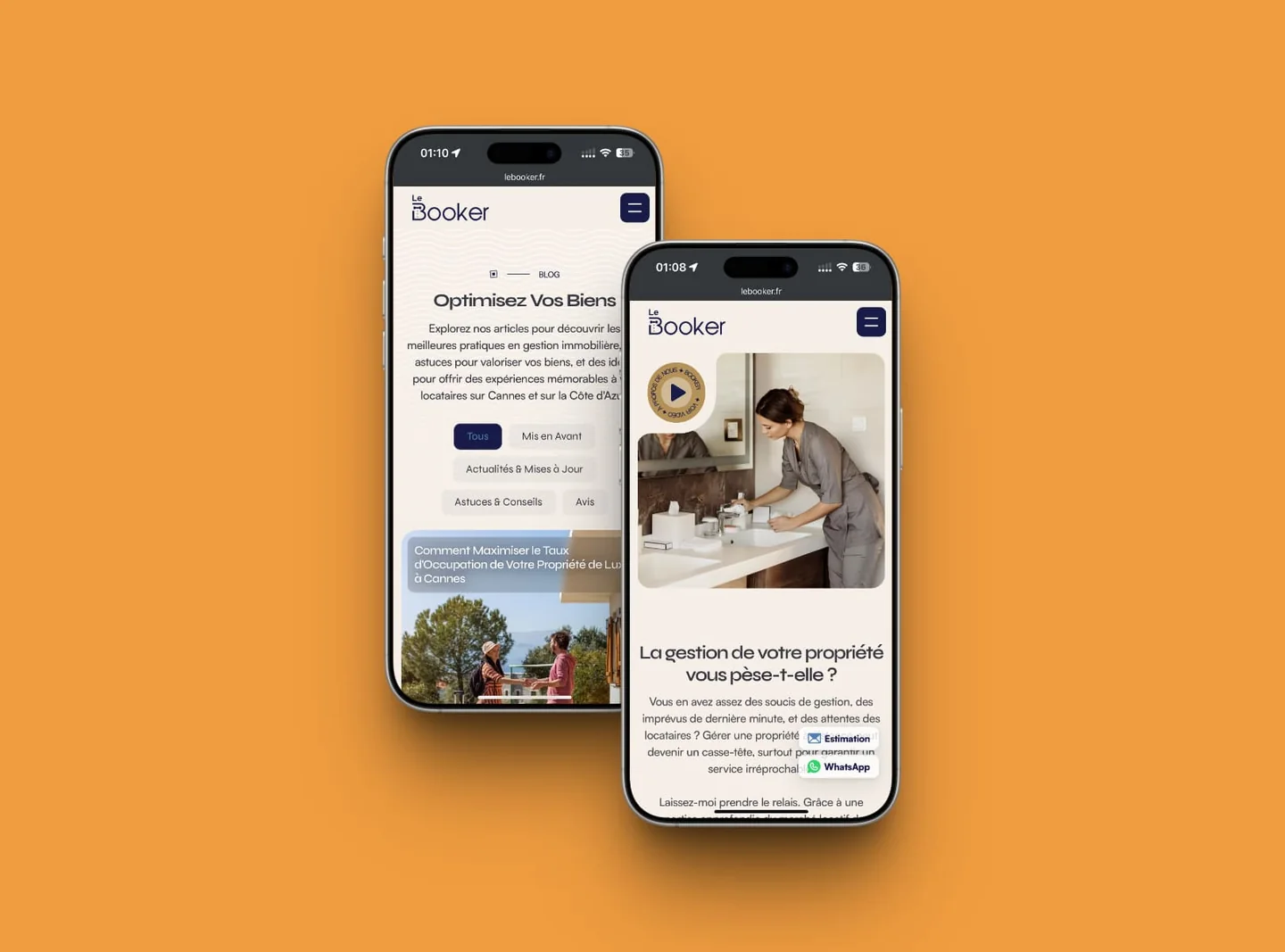 Le Booker property management services on mobile
