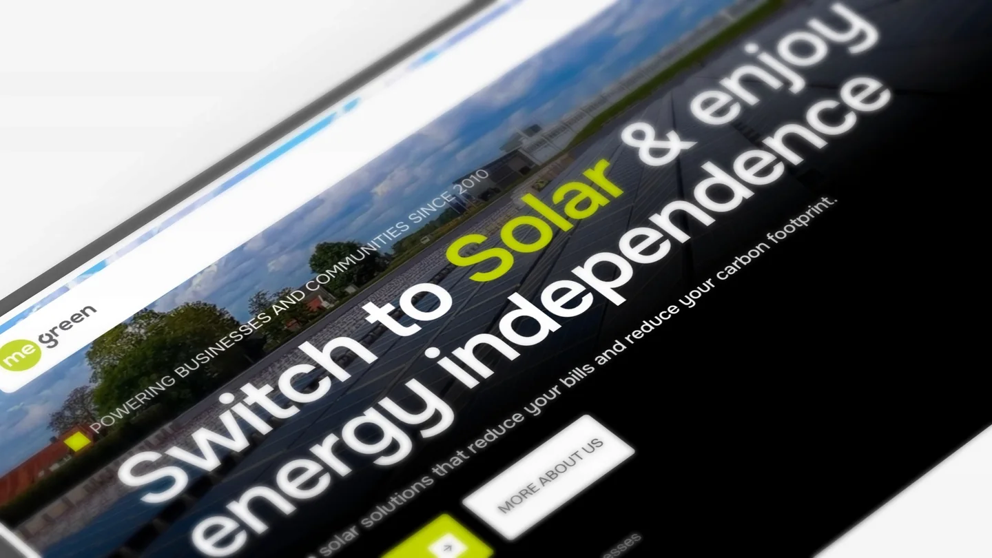 ME Green homepage presenting energy independence