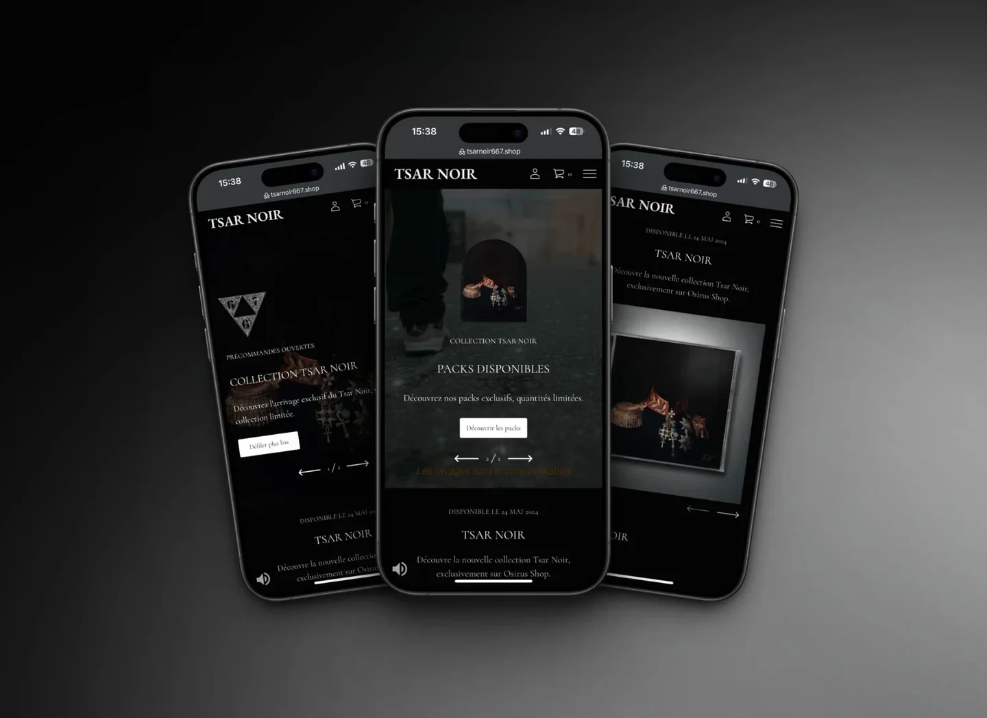 Osirus Jack store and Tsar Noir collection on mobile